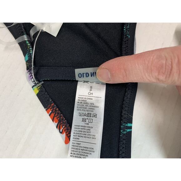 Old Navy Women's Black Floral Aloha Hawaiian Ruffle Bikini Top Size Small - Picture 3 of 3